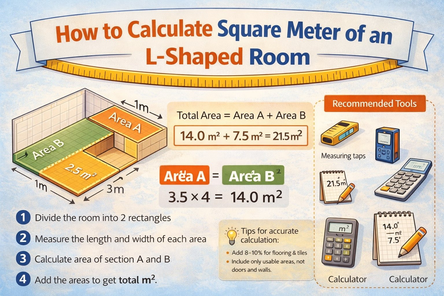 How to Calculate Square Meter of an L-Shaped Room