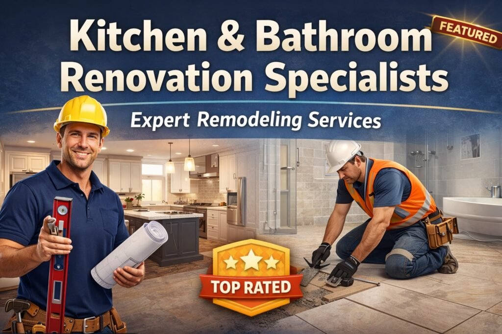 Kitchen and bathroom renovation specialists providing expert remodeling services, featured home renovation professionals